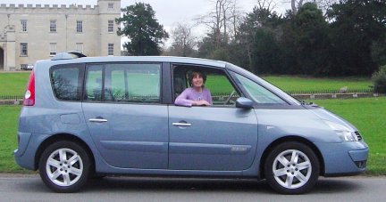 Sandra Cooper with her Renault Espace Initiale. 1 - 6 Passengers