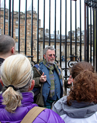 Guide outside Holyrood Palace